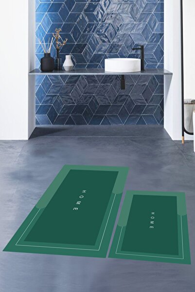 EY HOME Ψηφιακό με τύπωμα Αντιολισθητικό Σετ Τουαλέτας Μπάνιου με Επιγραφή για το Σπίτι