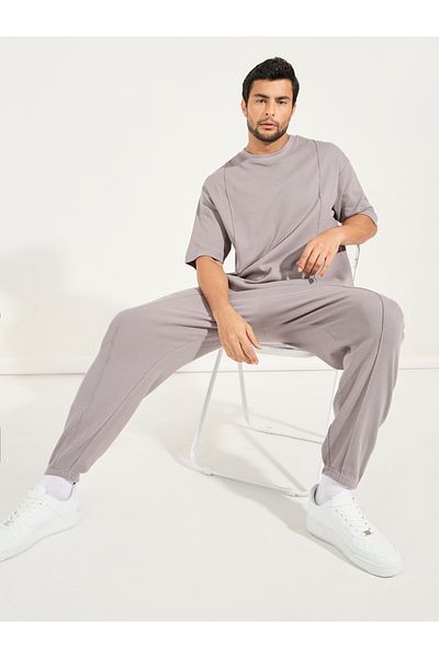 Styli Waffle Knit Oversized T-Shirt & Pintuck Detail Joggers Co-Ords