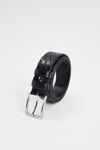 Tudors Ανδρικά - 100% γνήσιο δέρμα, 3,5 cm με σχέδιο, κλασική μαύρη ζώνη