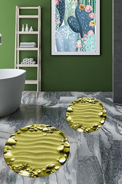 EY HOME Set de toaletă rotund pentru baie, lavabil, anti-alunecare, cu model ...