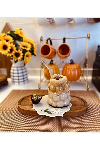 Perast Home Pipetli Boncuk & Üzüm Şekilli Isıya Dayanıklı Borosilikat Kahve S...