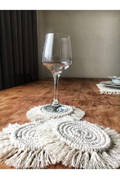 Ak Atölyem مجموعة قواعد أكواب مكرامية مكونة من 6 قطع