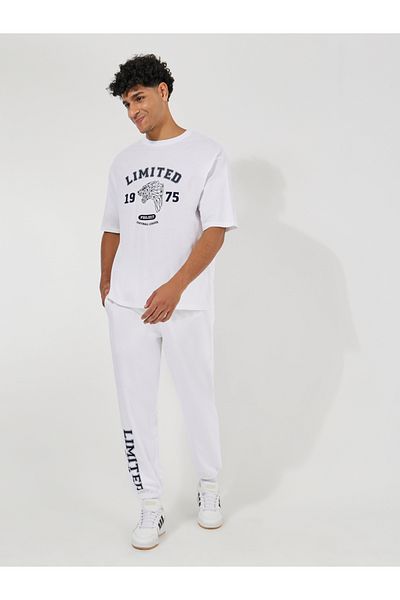 Styli Premium Varsity Print Heavy Jersey Oversized T-Shirt & Joggers Co-Ords