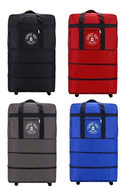 Cindigiyim Üç Körüklü Tekerlekli Valiz - Dev Boy Çanta 4 Adet