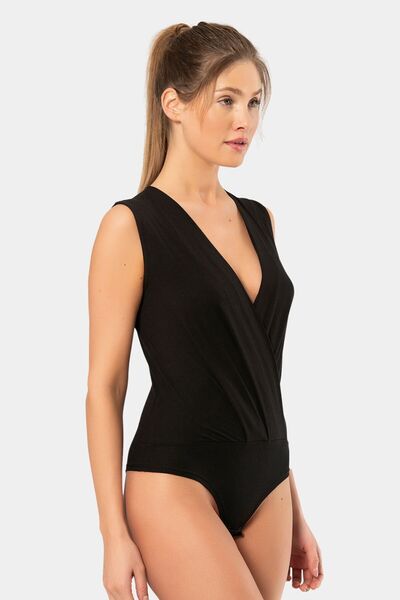 TÜREN Γυναικείο κορμάκι με διπλό γιακά αμάνικο κούμπωμα - 3502