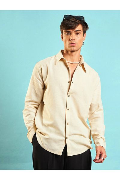 Mascln Sassafras By Styli قميص كتان مرن بقصّة مريحة