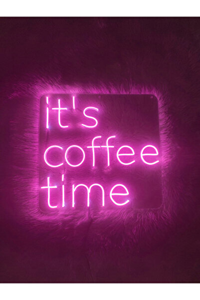 dekoraven İt's Coffee Time kafe kahve neon led tabela(50x50cm)