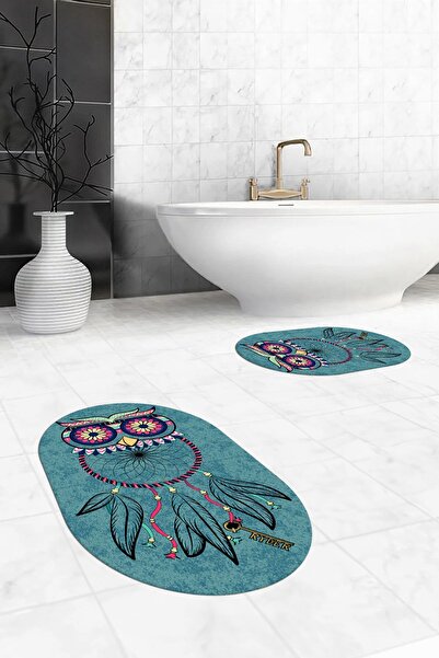 EY HOME Digital Washable Non-Slip Owl Pattern Double-Sided Bathroom Rug Mat O...