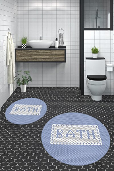 EY HOME Set de toaletă digital cu cu imprimeu modele de mozaic pentru baie, r...