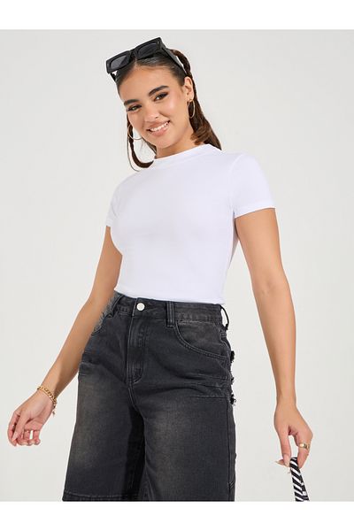 Styli Pack of 2 - Cotton Stretch Fitted High Neck T-Shirt
