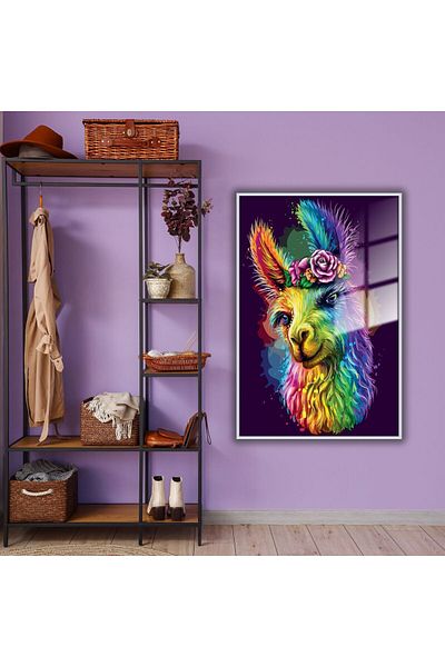 GAAGART Masă din sticlă temperată cu cadru metalic Neon Color Flower și Lama