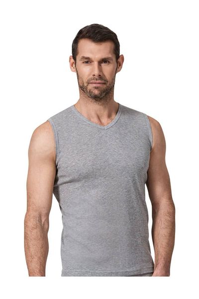 Namaldı 10 Pieces Gray Color Sleeveless V-Neck Ribbed Undershirt