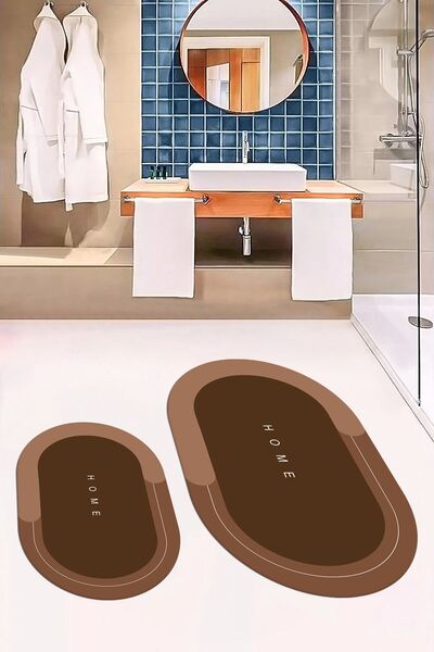 EY HOME Set de scaune pentru toaletă cu covoraș de baie oval dublu, lavabil, ...