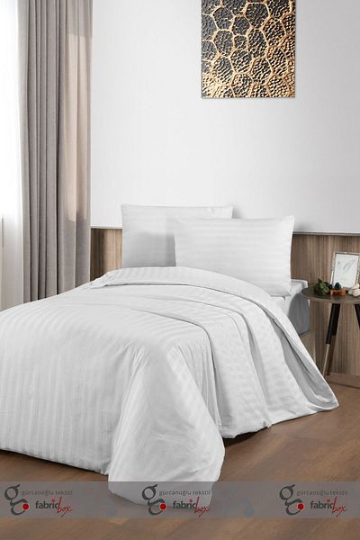 Fabric Box Set cuvertură de pilota dublă din satin de lux din seria albă