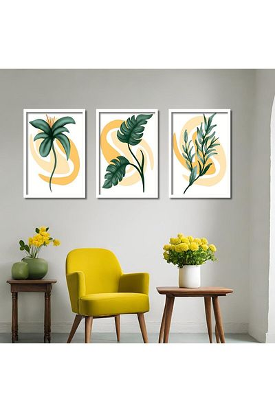 GAAGART Masă MDF din 3 piese cu cadru laminat din lemn Galben Verde Moale
