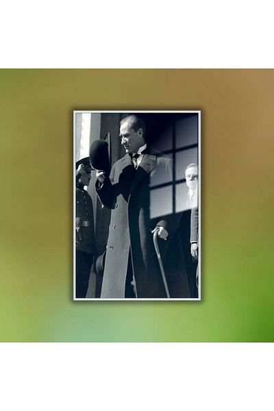 GAAGART Masa de birou din sticla securizata cu cadru metalic Mustafa Kemal Ataturk