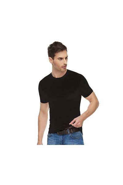 Seher Yıldızı 12 Pieces Black Color Combed Cotton 0 Collar Undershirt