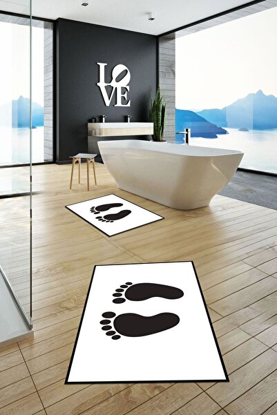 EY HOME cu imprimeu Set de covor de baie dublu lavabil, anti-alunecare, cu mo...