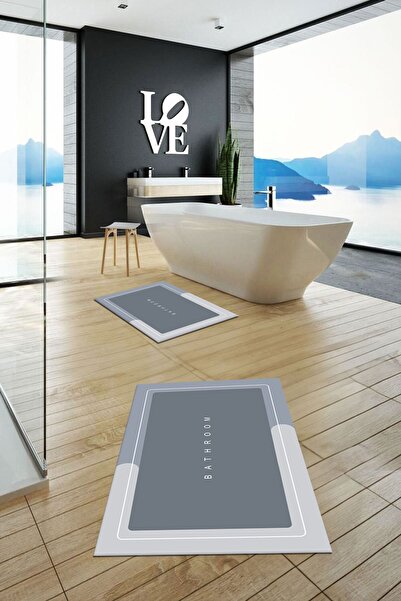 EY HOME Ψηφιακό σετ τουαλέτας με ψηφιακή επιγραφή μπάνιου, αντιολισθητικό, που πλένεται, με τύπωμα