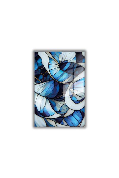 GAAGART Masă de sticlă Design abstract albastru sidefat