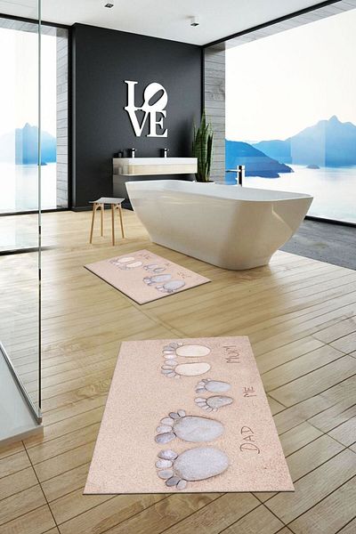EY HOME Set de scaune de toaletă pentru baie dublă, lavabilă, imprimată 3D, mama, tata, copil, WC-16-COLOR,