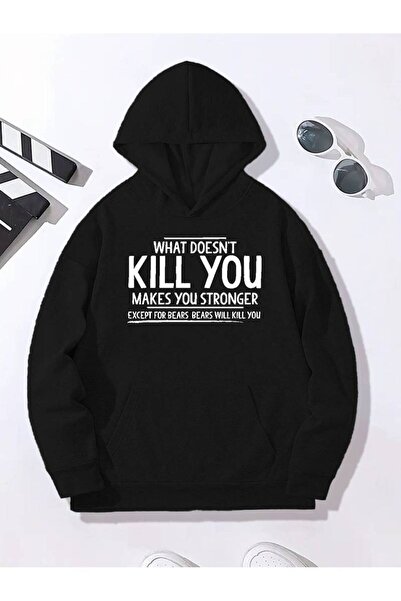 NOFLEN Unisex majica sa kapuljačom Kill You Štampano Oversize kroj