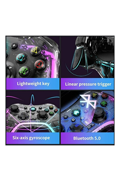 Ozmik Gamepad Programlanabilir Arkadan Aydınlatmalı RGB 6 Eksenli Titreşim Patlama Fonksiyonu PC IOS