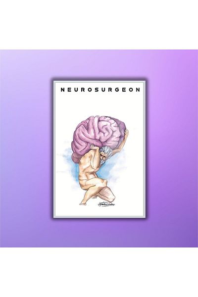 GAAGART Diagramă poliklinikă din sticlă cu cadru metalic Neurosurgeon Brain Design