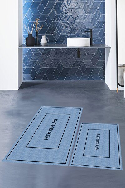 EY HOME Ψηφιακό σετ τουαλέτας με ψάθα μπάνιου με αντιολισθητική επιφάνεια που πλένεται με τύπωμα φορές