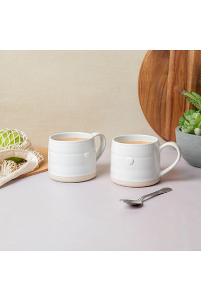MIKASA Mkmughrtpk2 Farmhouse Heart Stoneware 2Pcs 380ml White Mugs