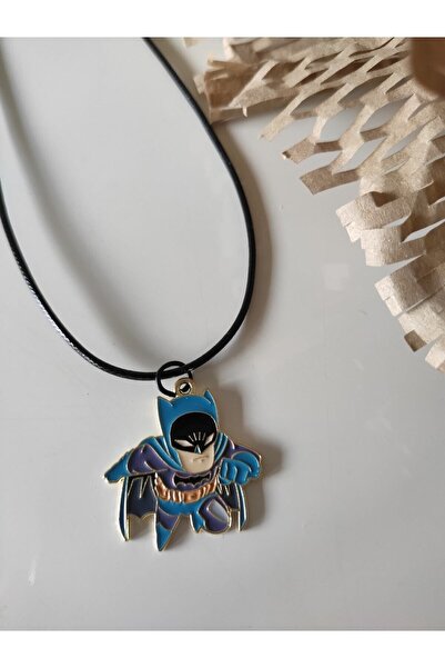 Esey Dizayn Batman Kolye Ve Deri Bileklik Lacivert - Erkek Çocuk Kolye