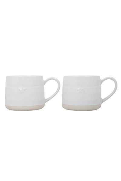 MIKASA Mkmugstarpk2 - 380ml White Farmhouse Star Stoneware Set of 2 Mugs