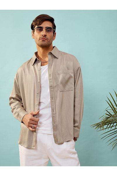 Mascln Sassafras By Styli قميص كبير الحجم من قماش التويل مع جيب جانبي