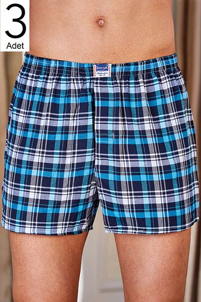 Berrak Ανδρικά Μικτά Μοτίβα 3 συσκευασιών Poplin Boxers ELF568BER10523