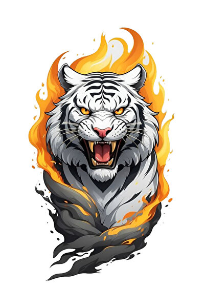 MegaSticker Alevli Kaplan Sticker Araba, Motorsiklet, Kask, Laptop,cam Sticke...