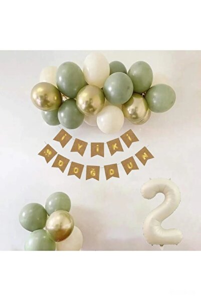 Laviyosa Concept Birthday Set with Mold Green Sea Sand and Gold Balloons