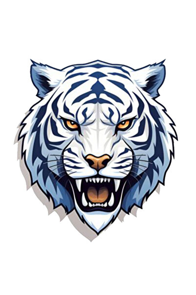 MegaSticker ملصق نمر بنغال أبيض مقاس 14 × 13 سم - سيارة، دراجة نارية، خوذة، ك...