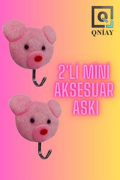 QNİAY إكسسوار تيدي بير صغير وردي مكون من قطعتين - مع سلسلة مفاتيح ودمية دب