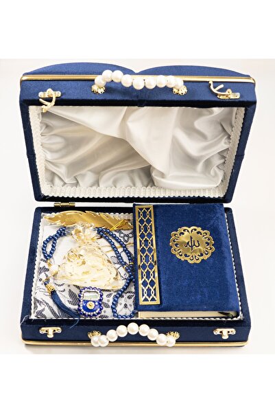 TABASAFE İNCİLİ ÇANTA KADİFELİ KURAN-I KERİM SETİ