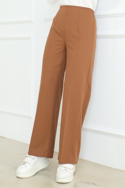 Bestenur Palazzo 866 Model Scuba Brown Trousers