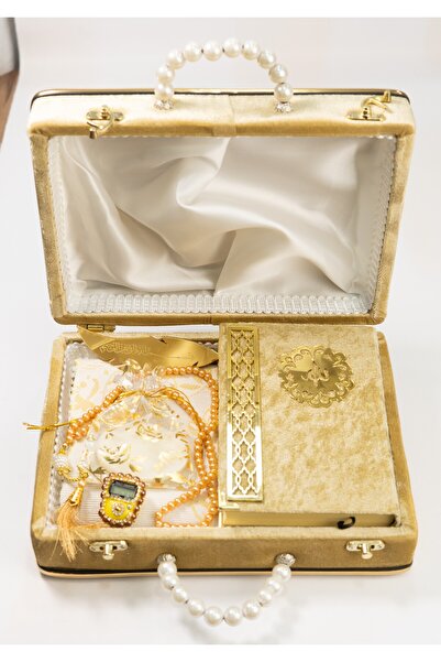 TABASAFE İNCİLİ ÇANTA KADİFELİ KURAN-I KERİM SETİ