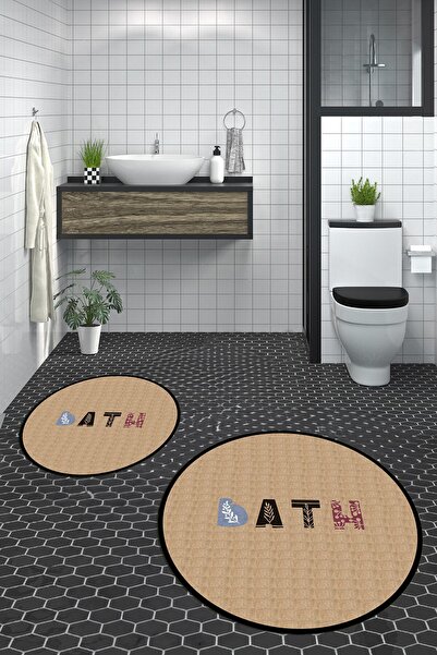 EY HOME Set de toaletă digital lavabil, anti-alunecare, colorat, cu scris pen...