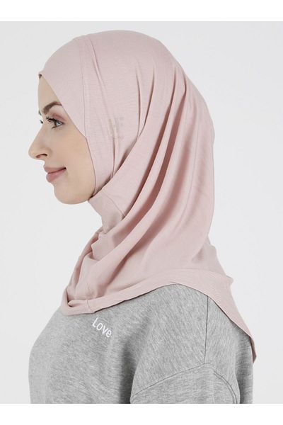 Ecardin Premium Plain Sports Hijab - Ready Comfortable Sport Hijab Bone for Athletic Hijab Sportsman - Powder