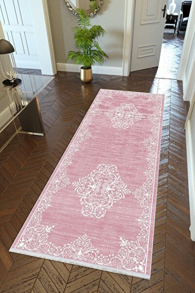 10 Post Online Claret Red White Digital Printed Runner - Non-Slip, Washable a...