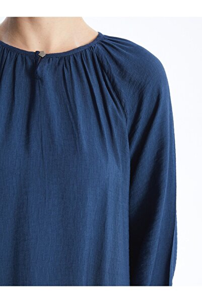 LC Waikiki Dámské šaty s dlouhým rukávem s lněným vzhledem