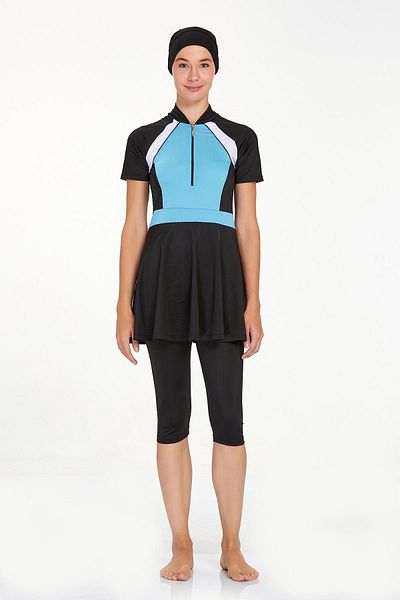 Remsa Mayo Μαύρο μαγιό Darla 3922 - Κοντό μανίκι, Lycra και ημίκλειστο