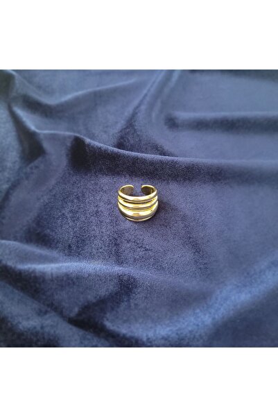 Hedea خاتم فولاذي نسائي ذهبي لامع