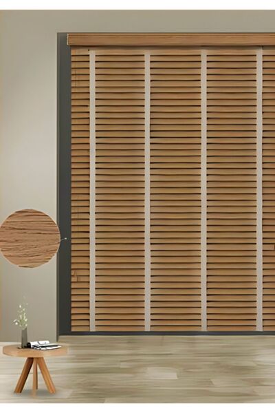 NEWTEKS Stylewoody 50mm Meşe Ahşap Görünümlü Kurdelalı Jaluzi