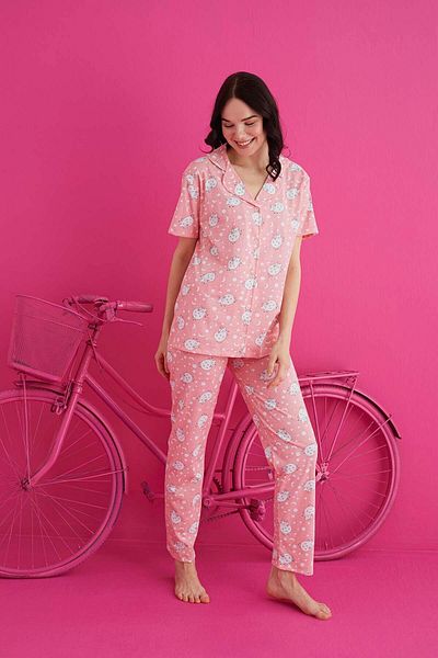 ELİZ HOMEWEAR Buttoned Cotton Pidma Set