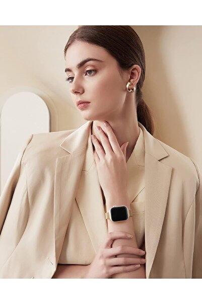 Nezih Case Watch 2/3/4/5/6/7/8/9/se/ultra/ultra 2 44/45/49mm Ve Seri 10 46mm Uyumlu Hasır Metal Kordon